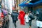 NEW YORK CITY, MANHATTAN, OCT,25, 2013: NYC Times Square people in animation heroes funny suites walk on NY city streets. New York