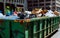 NEW YORK CITY - May 04, 2017 New York City Manhattan Over flowing Dumpsters being full with garbage