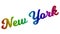 New York City Name Calligraphic 3D Rendered Text Illustration Colored With RGB Rainbow Gradient