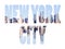 New York City name - USA travel destination sign on white background.