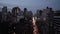 New york city at night aerial view skyline tracking shot