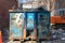 New York City, NY/USA - 03/19/2019: Large construction dumpster, garbage container filled to the top