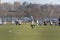 New York City, NY/USA - 3/19/2019: Lacrosse team during practice on Randall`s Island