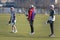 New York City, NY/USA - 3/19/2019: Lacrosse team during practice on Randall`s Island