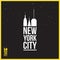 New York City sign, illustration, silhouettes of skyscrapers