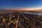 New York City skyline aerial panorama view at night with Times