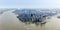 New York City skyline aerial view of Manhattan with World Trade Center skyscraper panorama in the United States