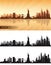 New York city skyline detailed silhouettes Set