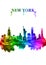 New York City skyline Portrait Rainbow