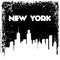 New York city skyline silhouette on grunge background. Vector hand drawn illustration.