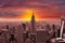 New York City Skyline with a Sunset