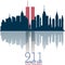 New York City Skyline with Twin Towers.  09.11.2001 American Patriot Day anniversary banner