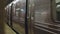 New York City subway train arriving to the underground statio