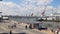 New york city summer day intrepid museum walking pier 4k usa