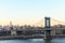 New York city sunset with focus on Manhattan Bridge