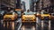The New York City Taxi and cars in street traffic in Manhattan New York City. Rain in The City. Generative AI