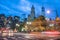 New York City traffic - Blurred lights with Manhattan skyline