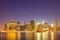 New York City, USA colorful night skyline panorama