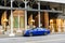 New York City, USA - July 09, 2023: Rolls-Royce Phantom Drophead Convertible luxury car blue color, side view