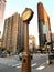 New York City ,USA - June 16 2020 : landmark Fifth Avenue cast iron sidewalk clock in manhattan - image