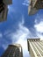 New York City USA Skyscrapers blue sky white clouds