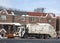 New York Department of Sanitation truck cleaning streets in Brooklyn after massive winter storms