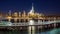 New York Financial District skyscrapers and Hudson River from Hoboken promenade in evening