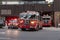 New York firefighters trucks leaving their fire station