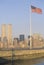 New York Harbor at sunset as seen from Ellis Island, NY