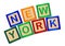 New York On Isolated Wooden Block Letters