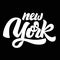 New York. Lettering phrase isolated on dark background.