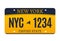 New York licence plate. American metal vehicle registration