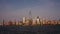 New York Manhattan Cityscape NYC. New York Manhattan time laps at dusk. Timelapse Sunset in New York Lower Manhattan