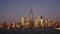 New York Manhattan Cityscape NYC. New York Manhattan time laps at dusk. Timelapse Sunset in New York Lower Manhattan