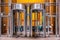 New York, Manhattan downtown. Revolving doors on glass building facade