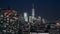 New York Manhattan midtown night rooftop view time lapse, Freedom tower