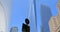 New york modern abstract architecture and scyscrapers against clean blue sky, Freedom tower, Manhattan