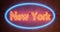 New York neon sign depicts Manhattan in NYC America - 4k