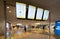 New York, November 19: Screens showing flight departures in Terminal 4 of JFK New York City international airport.