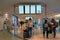 New York, November 19: Screens showing flight departures in Terminal 4 of JFK New York City international airport.