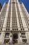 New York, NY / United States - Mar. 29, 2015: Exterior vertical shot of the front entrance on the Woolworth Building located in