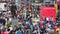 New York, NY, USA. Close up of thousands of people walking in Time Square, Broadway and on the seventh Avenue