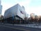 New York, NY / USA - January 14, 2019: National September 11 Memorial & Museum and flag on bitter cold winter morning