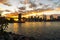 New York Skyline with Brooklyn Bridge Hudson River Manhatten Sun