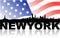 New york skyline with flag and text