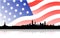 New york skyline with flag usa