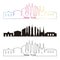 New York skyline linear style with rainbow