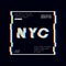 New York slogan typography graphics with glitch effect. NYC modern print for t-shirt design. Vector.