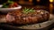 The New York Strip steak has delicious food. AI Generated