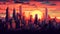 New York Sunset In 1910s: A Pixel Art Illustration